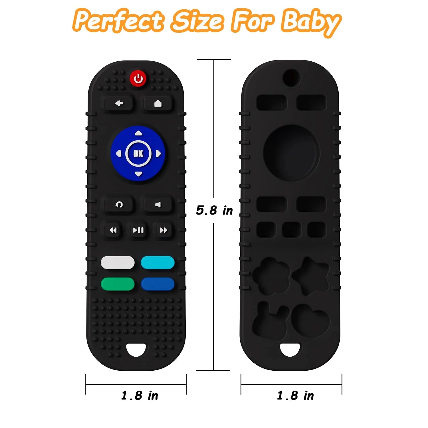 2-Pack Silicone Baby Teething Toys – Remote Control Shape, for 6-12 Months (Black & Grey)